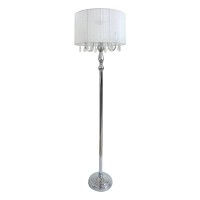 Elegant Designs Chrome Crystal Floor Lamp With White Shade