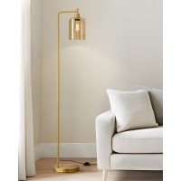 Oneach 665 Floor Lamps For Living Room With Glass Lampshade Modern Gold Floor Lamp With Bulb Industrial Standing Lamp For B