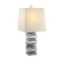 Acme Furniture Noralie Table Lamp, Mirrored & Faux Diamonds