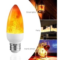 Dervacle Led Flame Effect Light Bulb E26 Flickering Candelabra Light Bulbs 4W Warm Yellow Candle Bulbs With Gravity Sensor Flickering Light Bulbs For Vintage Indoor Outdoor Decor (Yellow)