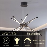 Kinglong Modern Led Ceiling Light Dimmable Black Chandelier Embedded Installation Fixture,Sputnik Pendant Light Pluggable New Art Lamp For Kitchen,Living Room Decoration Easy To Install(12 Heads)