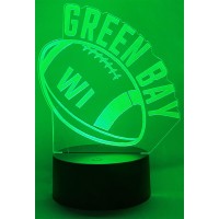 Clorurbanlive 3D Football Green Bay Night Light 3D Illusion Lamp For Boys Gift 16 Changing Color Remote Control Kids Room Ball D