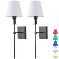 Wall Sconces Battery Operated Wall Light Set Of 2,Not Hardwired Sconce Fixture,Battery Powered Wall Lamp With Remote Dimmable-Easy To Install Not Wires,For Bedroom, Lounge, Farmhouse ( Color : Black )