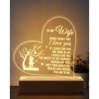 Calibron Gifts For Wife,Wife Christmas Gift Ideas 6.9 Inch Engraved Night Light Romantic Anniversary Christmas Gifts For Wife From Husband