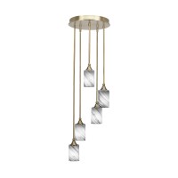 Empire 5 Light Cluster Pendalier In New Age Brass Finish With 4