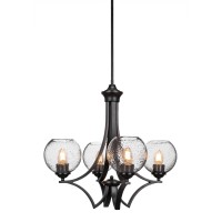 Zilo 4 Light Chandelier Shown In Matte Black Finish With 5.75