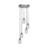 Empire 5 Light Cluster Pendalier In Brushed Nickel Finish With 5