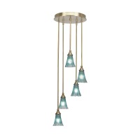 Empire 5 Light Cluster Pendalier In New Age Brass Finish With 5.5