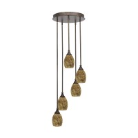 Empire 5 Light Cluster Pendalier In Bronze Finish With 5