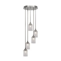 Empire 5 Light Cluster Pendalier In Brushed Nickel Finish With 4