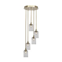 Empire 5 Light Cluster Pendalier In New Age Brass Finish With 4