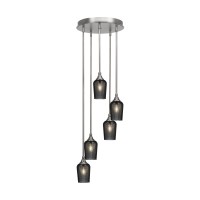 Empire 5 Light Cluster Pendalier In Brushed Nickel Finish With 5