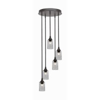 Empire 5 Light Cluster Pendalier In Dark Granite Finish With 4