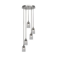 Empire 5 Light Cluster Pendalier In Brushed Nickel Finish With 4