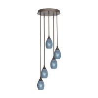 Empire 5 Light Cluster Pendalier In Bronze Finish With 5