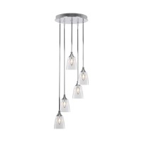 Empire 5 Light Cluster Pendalier In Chrome Finish With 4.5