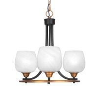 Paramount 3 Light Chandelier In Matte Black And Brass Finish With 6