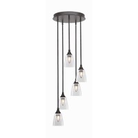 Empire 5 Light Cluster Pendalier In Dark Granite Finish With 4.5