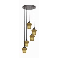 Empire 5 Light Cluster Pendalier In Dark Granite Finish With 5.5