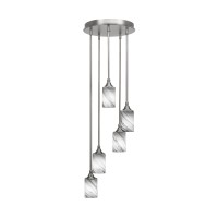 Empire 5 Light Cluster Pendalier In Brushed Nickel Finish With 4