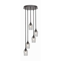 Empire 5 Light Cluster Pendalier In Dark Granite Finish With 5