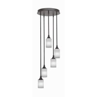 Empire 5 Light Cluster Pendalier In Dark Granite Finish With 4