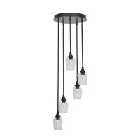 Empire 5 Light Cluster Pendalier In Matte Black Finish With 5