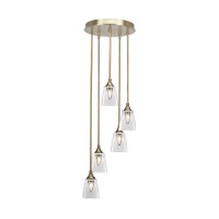 Empire 5 Light Cluster Pendalier In New Age Brass Finish With 4.5