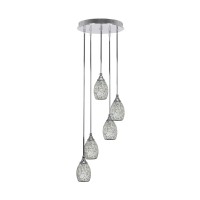 Empire 5 Light Cluster Pendalier In Chrome Finish With 5