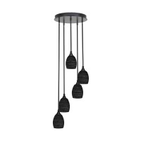 Empire 5 Light Cluster Pendalier In Matte Black Finish With 5