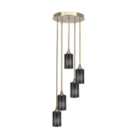 Empire 5 Light Cluster Pendalier In New Age Brass Finish With 4