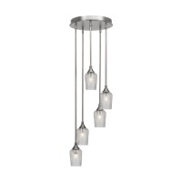 Empire 5 Light Cluster Pendalier In Brushed Nickel Finish With 5