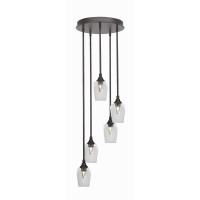 Empire 5 Light Cluster Pendalier In Dark Granite Finish With 5