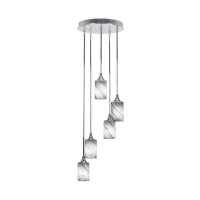 Empire 5 Light Cluster Pendalier In Chrome Finish With 4