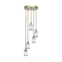 Empire 5 Light Cluster Pendalier In New Age Brass Finish With 4