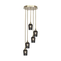 Empire 5 Light Cluster Pendalier In New Age Brass Finish With 5