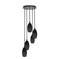 Empire 5 Light Cluster Pendalier In Matte Black Finish With 5.5