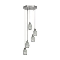 Empire 5 Light Cluster Pendalier In Brushed Nickel Finish With 5