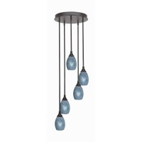 Empire 5 Light Cluster Pendalier In Dark Granite Finish With 5