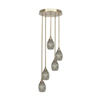 Empire 5 Light Cluster Pendalier In New Age Brass Finish With 5