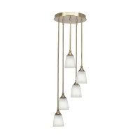 Empire 5 Light Cluster Pendalier In New Age Brass Finish With 4.5