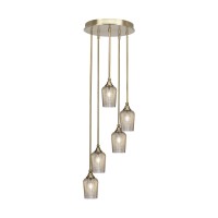 Empire 5 Light Cluster Pendalier In New Age Brass Finish With 5