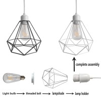 Yzyaxsaa Industrial Mini Pendant Light Kit E26 Vintage Style White Cord Hanging Light Fixture For Farmhouse Bedroom Home Ceilin