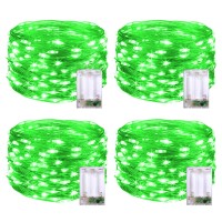 Jmexsuss 4 Pack 50 Led Green Christmas Fairy Lights Battery Operated Indoor Outdoor Waterproof For Bedroom Party Christmas Halloween Decorations