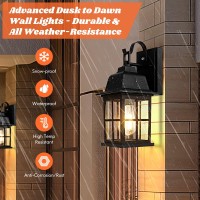 2-Pack Dusk To Dawn Outdoor Wall Lights, Exterior Light Fixtures With Photocell, 100% Anti-Rust Aluminium Outside Black Wall Lanterns, Waterproof Outdoor Wall Sconces For Porch Patio House Garage