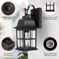 2-Pack Dusk To Dawn Outdoor Wall Lights, Exterior Light Fixtures With Photocell, 100% Anti-Rust Aluminium Outside Black Wall Lanterns, Waterproof Outdoor Wall Sconces For Porch Patio House Garage