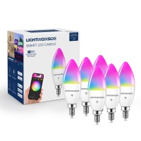 E12 Smart Bulbs 60W Equivalent, 6W 500Lm, Candelabra Led Bulbs Work With Alexa And Google Assistant, 2700-6500K+Rgb, Wifi Smart Light Bulbs No Hub Required, Timer, 2.4Ghz Wifi Only, Etl Listed, 6Pcs