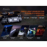 Fenix Hm60R Headlamp, 1200 Lumen Usb-C Rechargeable With Flood Light, Red Light And Lumentac Organizer