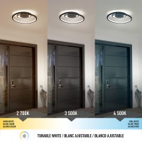 Artika Salto 15W Led Modern Swirl Flush Mount Ceiling Light Fixture, Matte Black - Ideal For Bedroom, Hallway, Kitchen - 700 Lumens, 2700-3300-4500 Kelvin, No Bulb Required