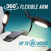 Ecologic Mart - Double Arm Rechargeable Book Light For Reading In Bed, Clip On Light For Reading Books With 9 Adjustable Reading Light Settings, 1200 Mah Portable Light Battery With Felt Case